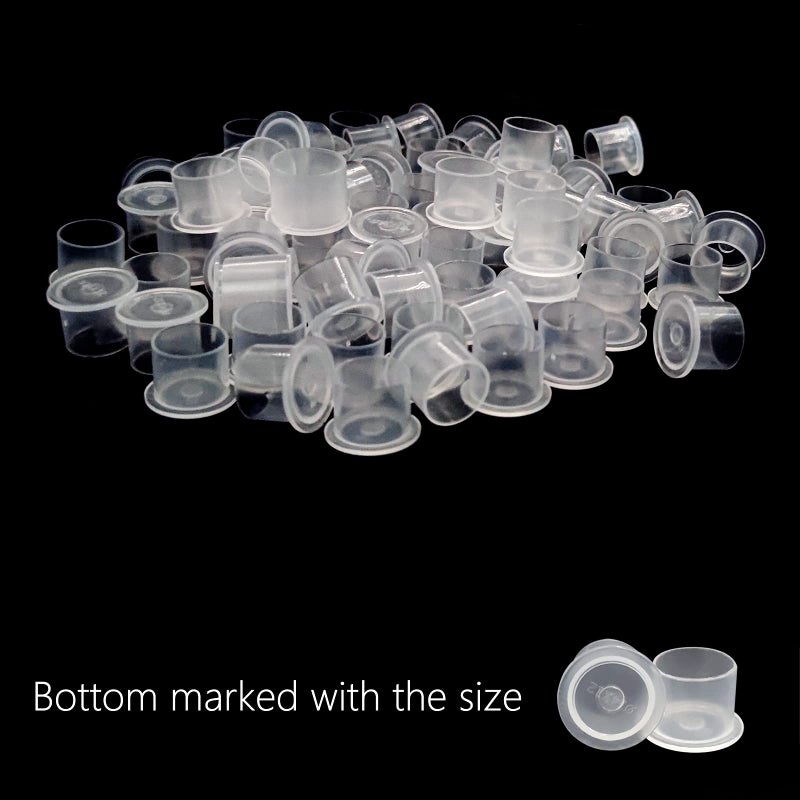 Hatonseyan Tattoo Ink Cups 200PCS 17mm Large Tattoo Pigment Cups With Base Disposable Plastic Ink Caps for Machine Tattoo Supplies Needles - Image 2